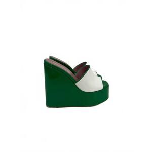 NEW HAUS OF HONEY women's laquer doll platform wedges in patro/white
